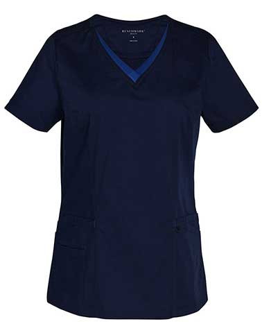 Benchmark Ladies V Neck Contrast Trim Scrub Top M7660