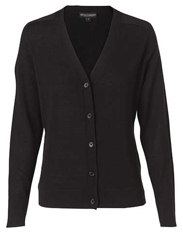 Benchmark Women's V Neck L/S Cardigan M9602